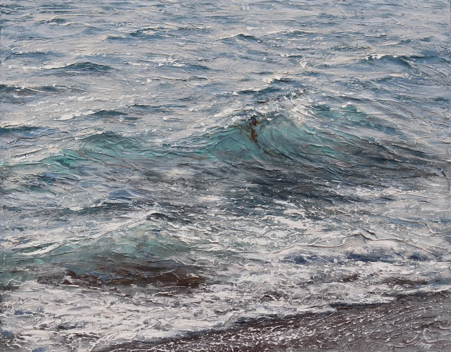 "Silvery Clouds Above" study, Oil on wood panel, 11"x14"