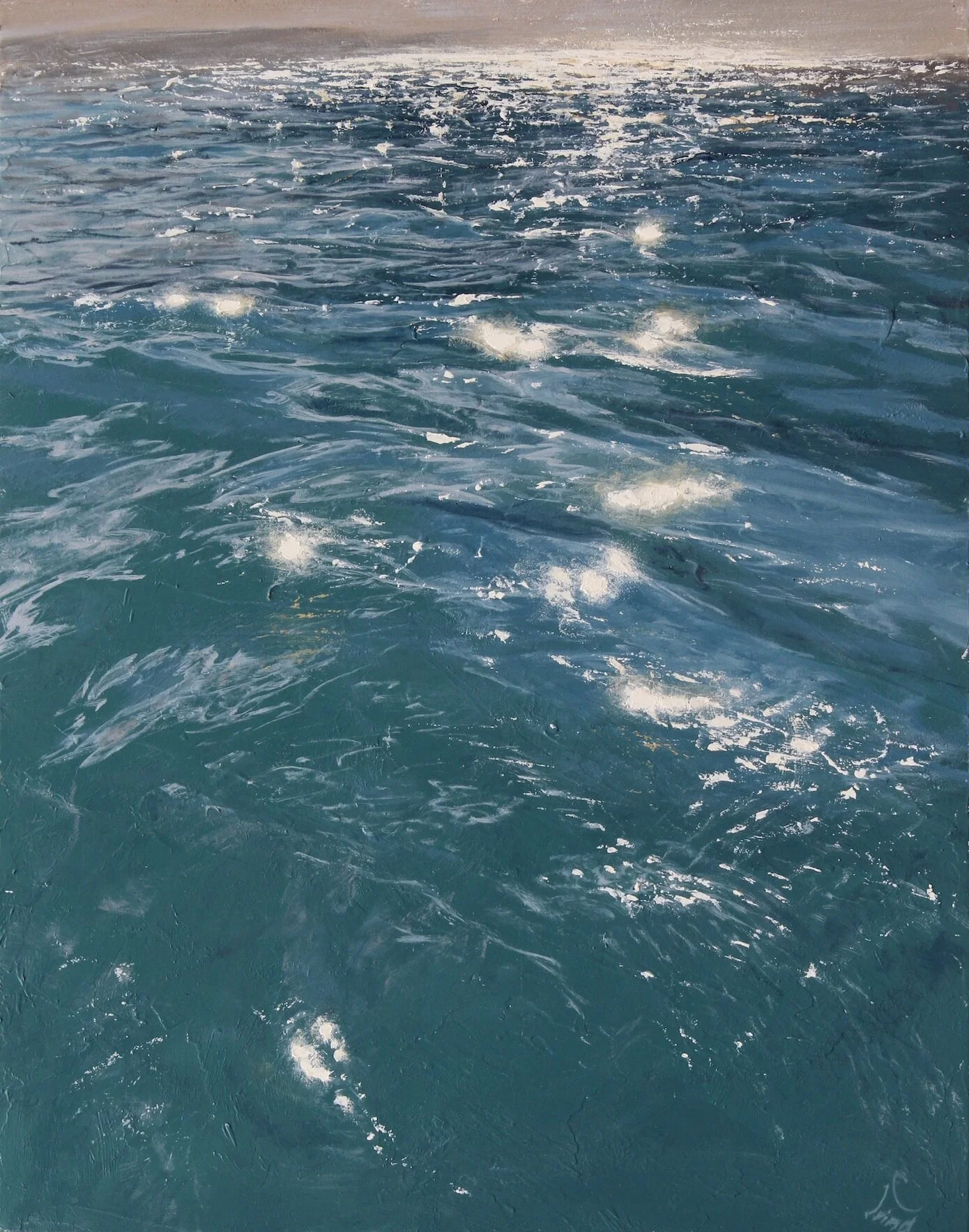 "Dolphin's Point of View" study, Oil on wood panel, 11"x14"