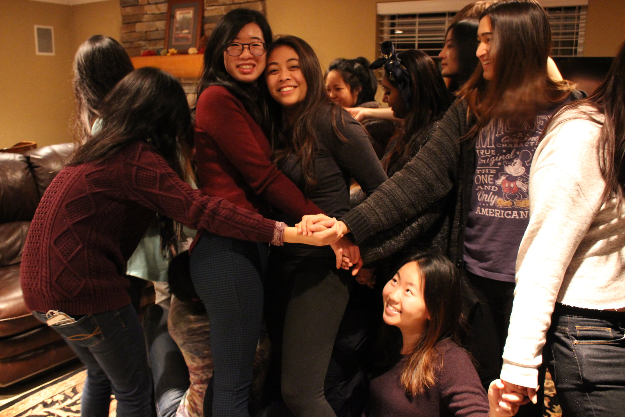 Mary and Wendy taking a little photo break during the Human Knot.