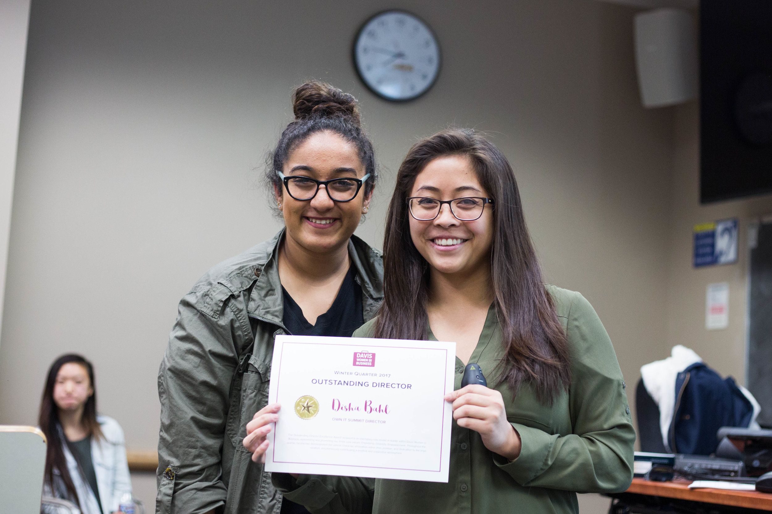 Disha, recipient of Winter Outstanding Director