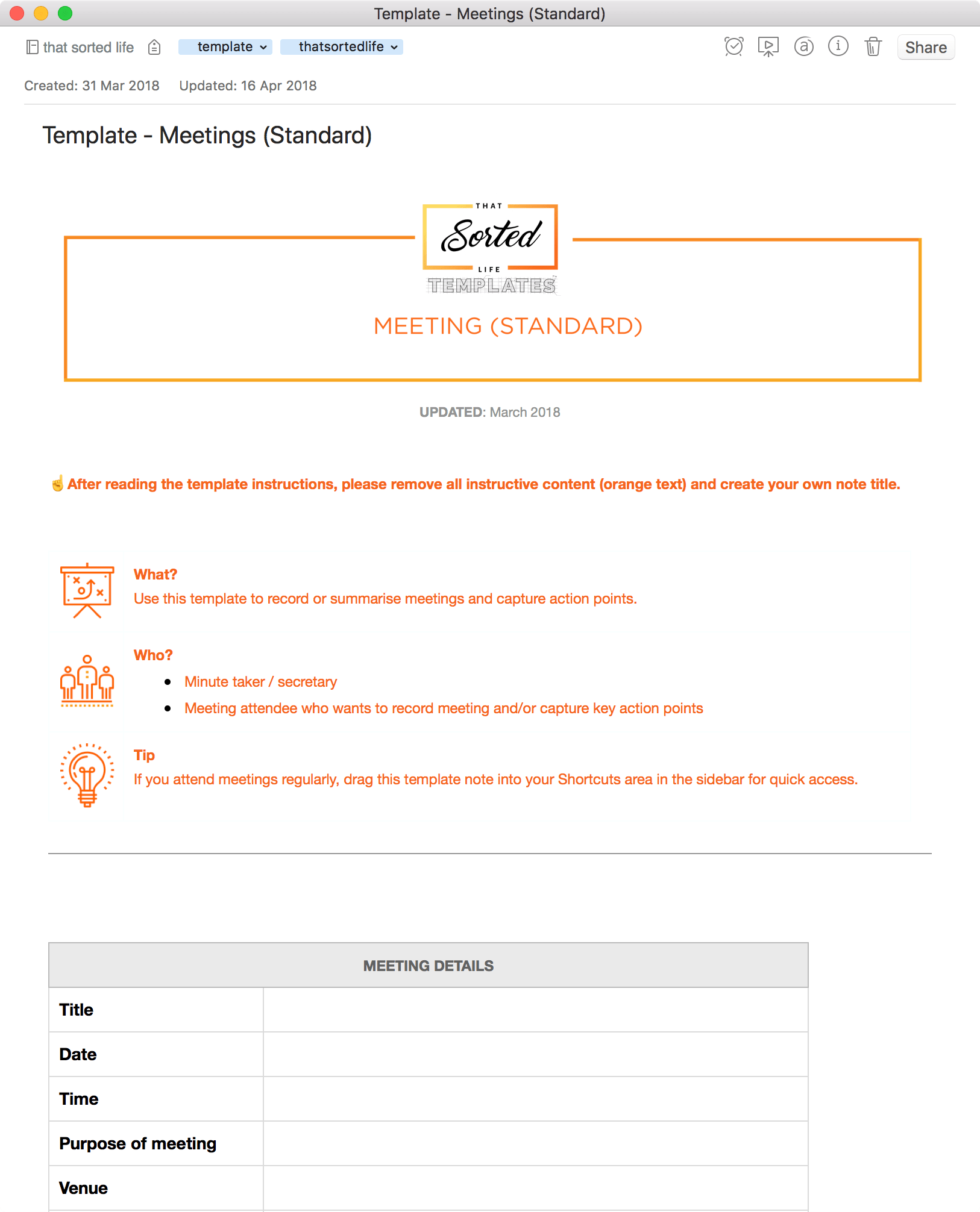 Evernote Template: Meeting (Standard) Within Evernote Meeting Notes Template Evernote Template: Meeting (Standard) Within Evernote Meeting Notes Template