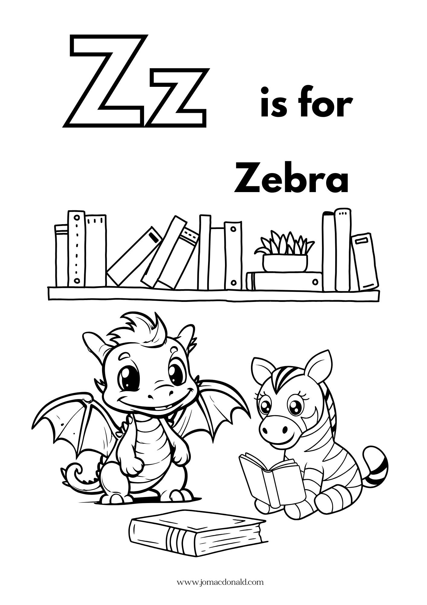 Litle Book Dragons a-z Coloring Book in Black and White Printable Style (2).png