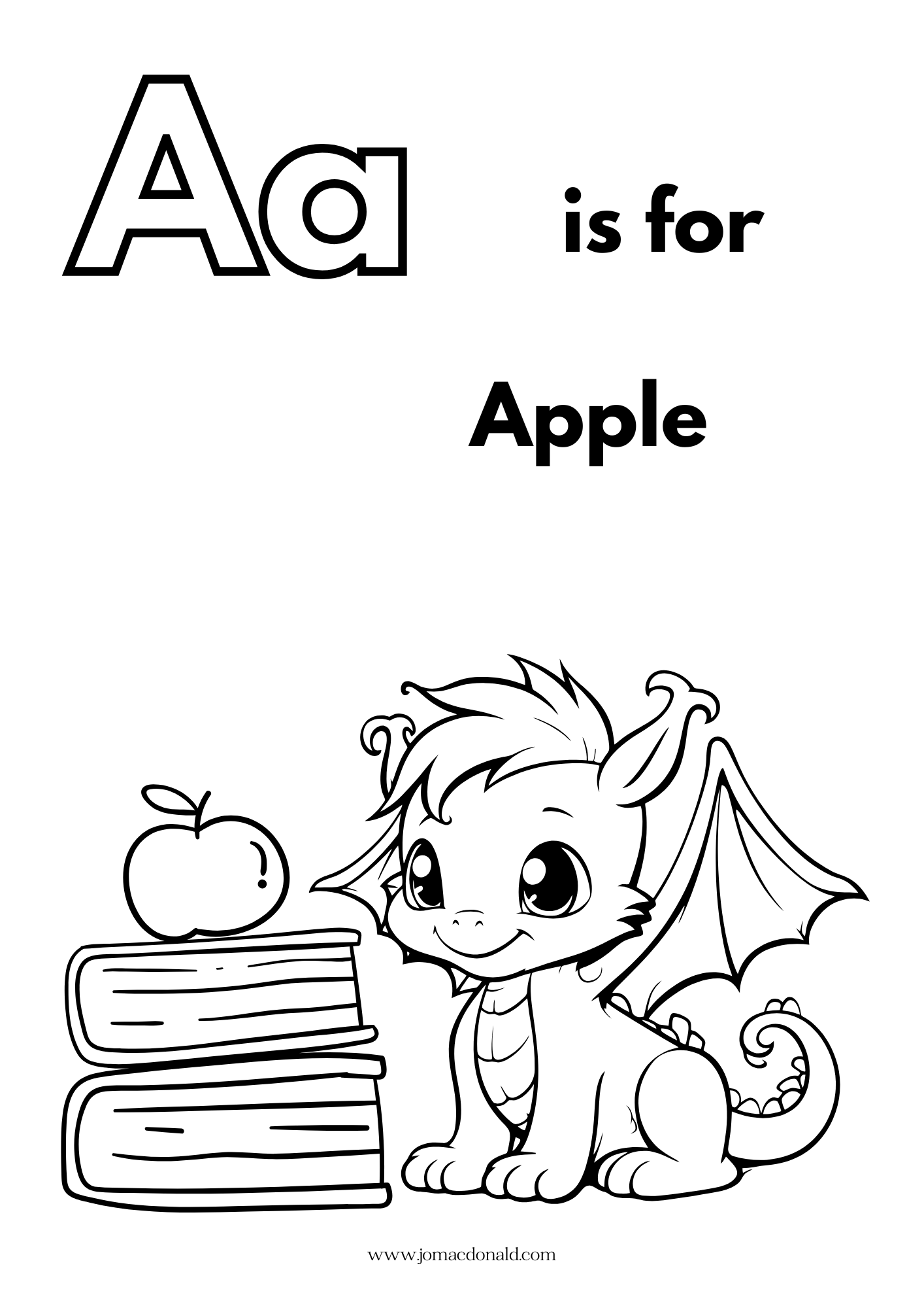 Litle Book Dragons a-z Coloring Book in Black and White Printable Style.png