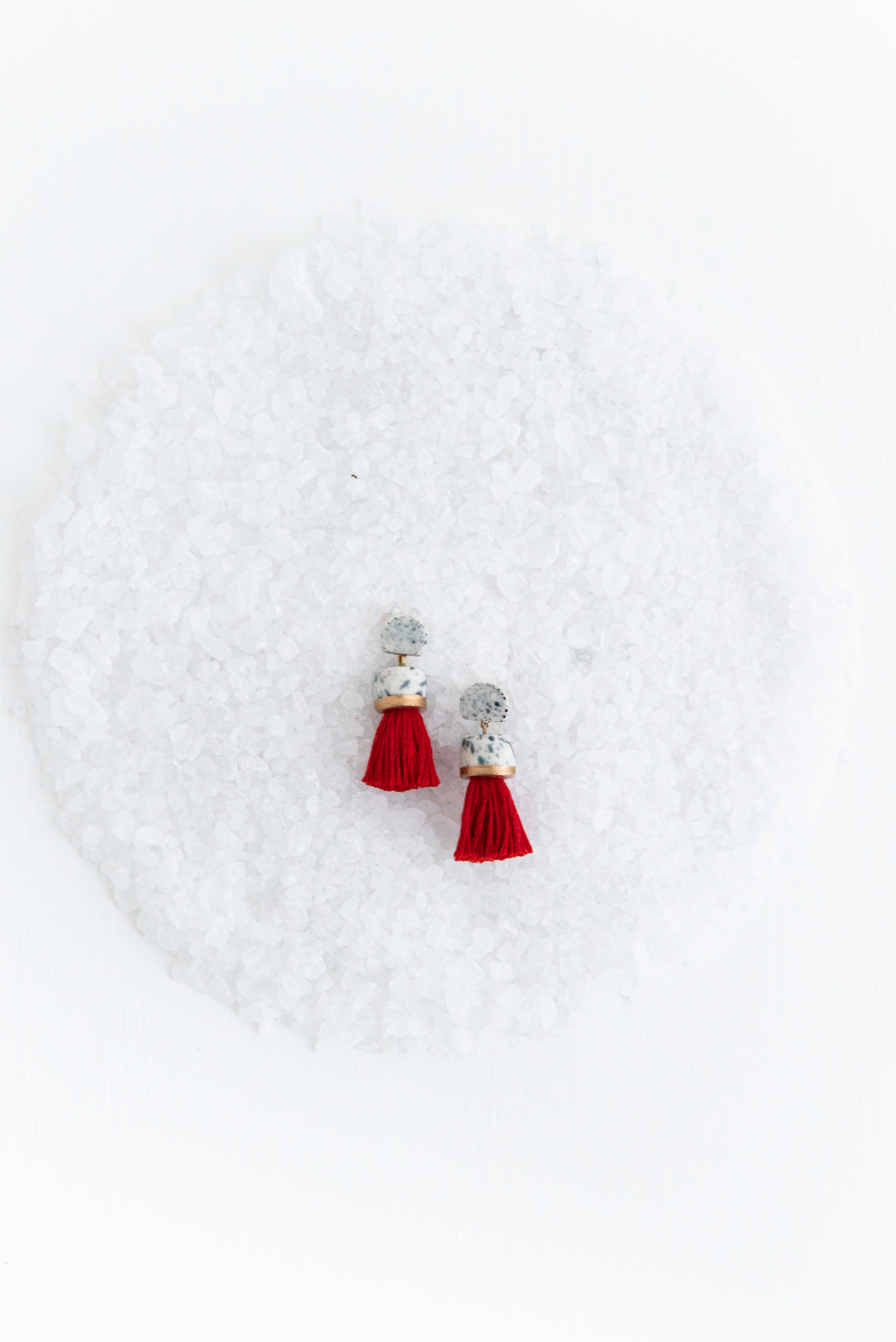 Topped Tassel Earrings Dalmation 1-2.jpg