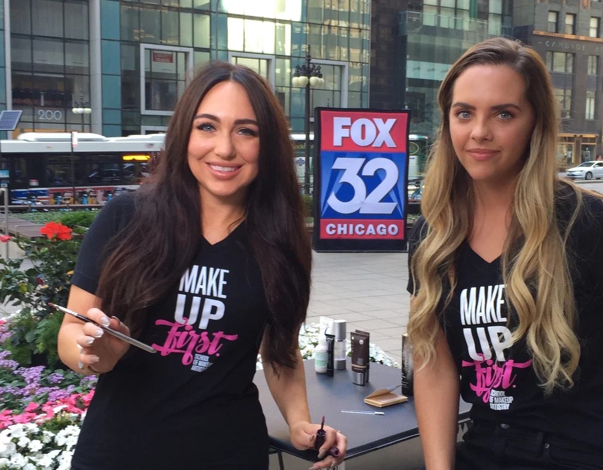 Instructor, Rachael Heimbuch (left), showcased our Summer Tips on MUF® Grad, Aviana Wyall (right) this morning on FOX 32 Chicago!