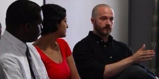 Professor Thomas (far right) suggested that career academics can think about their teaching and research as forms of activism, regardless of discipline.