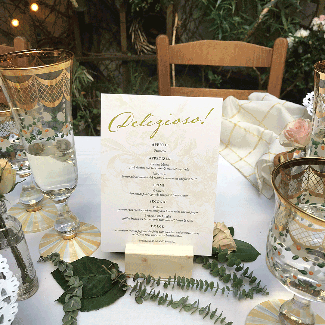 Menu for PR Event: Sweetbriar Ceramics introductory luncheon.