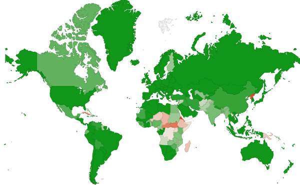 Mobile subscriptions per capita in 2015, stopping at 100%. Some adults have multiple subscriptions and some people have subscriptions (i.e. SIM cards) without owning phones.