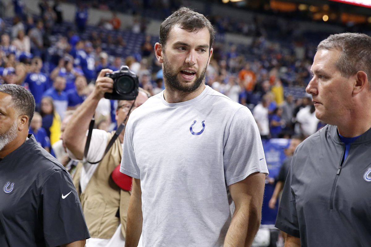 Luck getting booed walking off the field.