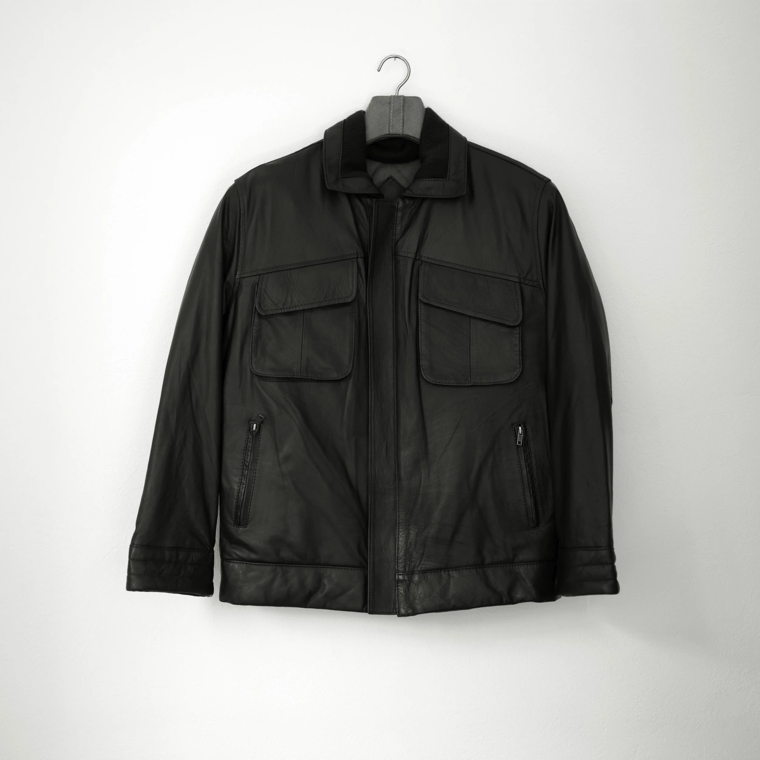 Bulletproof (Black Leather) Archival pigment print on cotton paper, mounted on aluminum. 40 x 40 in.