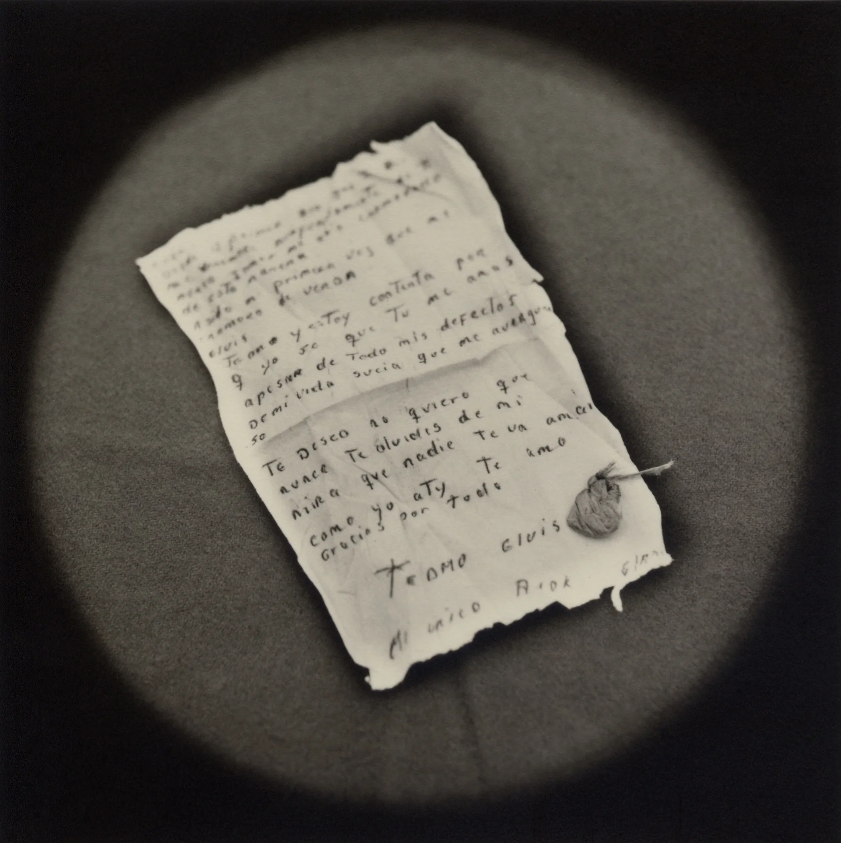 The Lost Steps (Incriminating love letter written by prostitute to her lover) Toned gelatin silver print. 16 x 16 in. 
