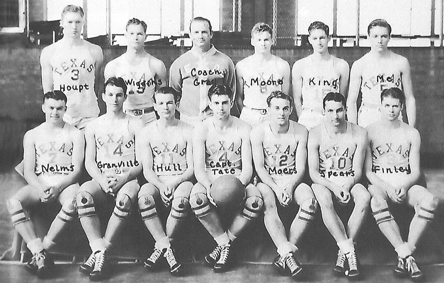 The UT Longhorn basketball team, 1939 Southwest Conference Champions. Dr. Cooley located on the top row, far right. 