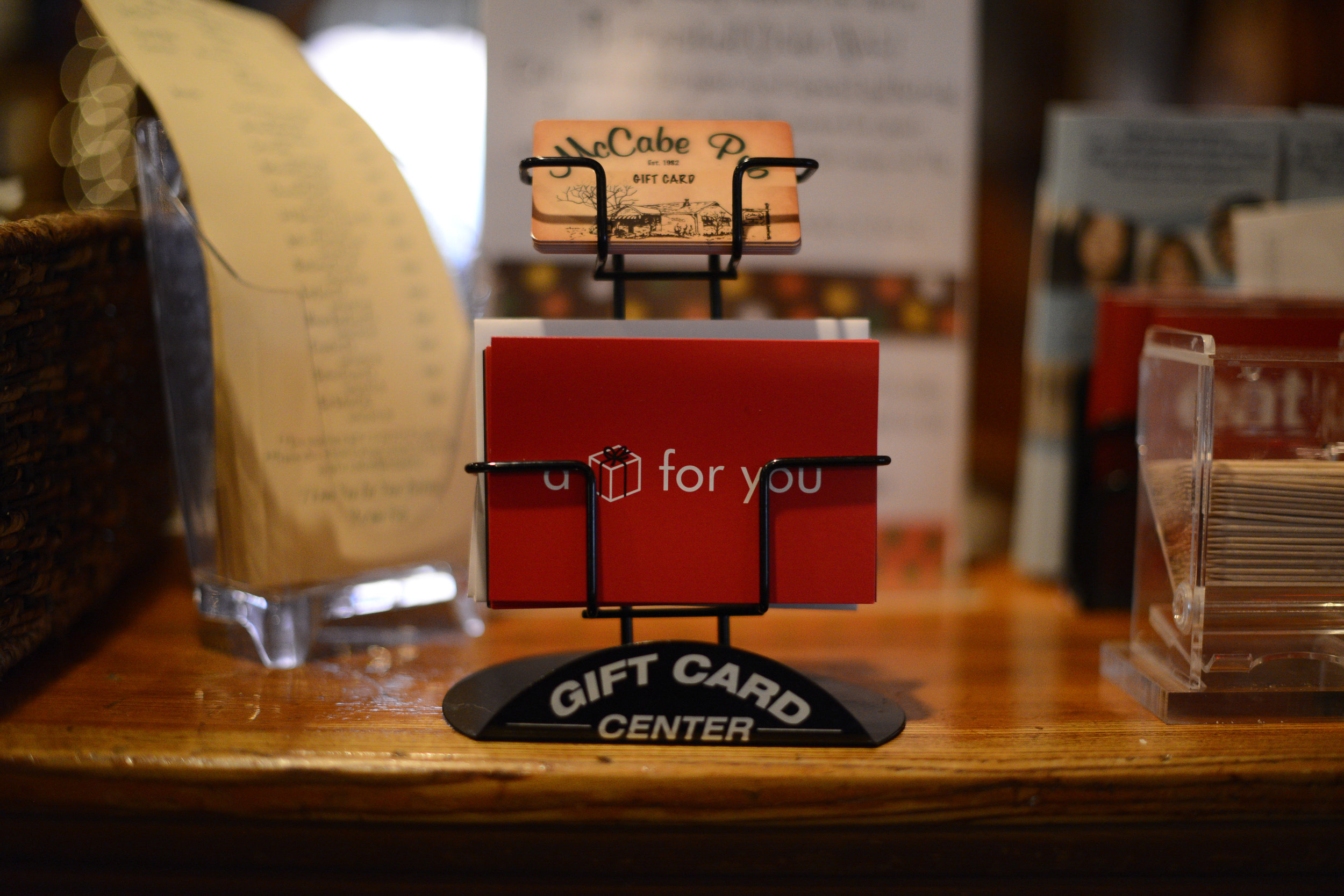 McCabe Pub Gift Cards and To-Go Menu
