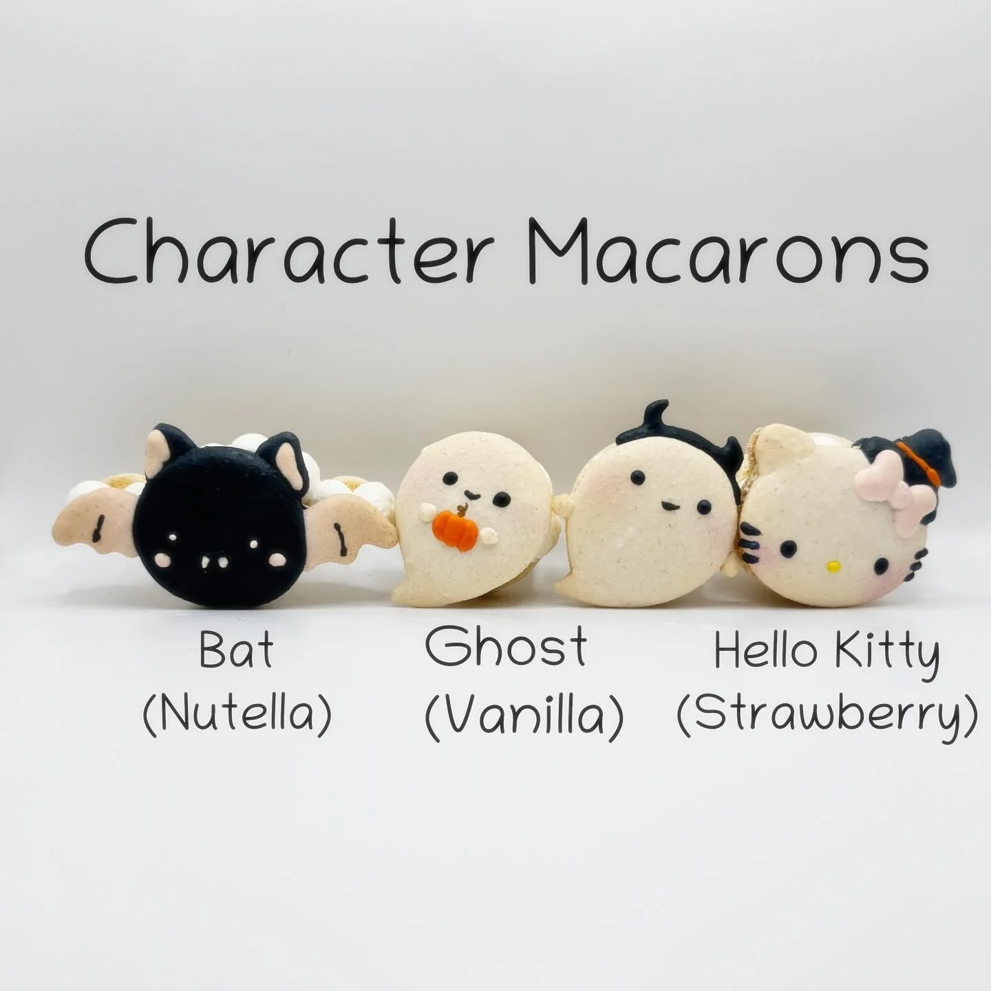 Halloween themed macarons! 🎃👻🦇🧙‍♀️
#oishiibakedgoods #charactermacarons #halloweencookies #halloweenmacarons #hellokitty