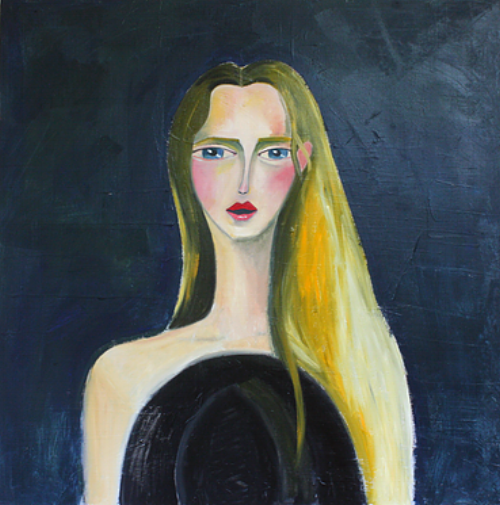 The Arrival of her Man (out of the series “Brave and Fearful Women” 2015) Oil on canvas 100x100cm