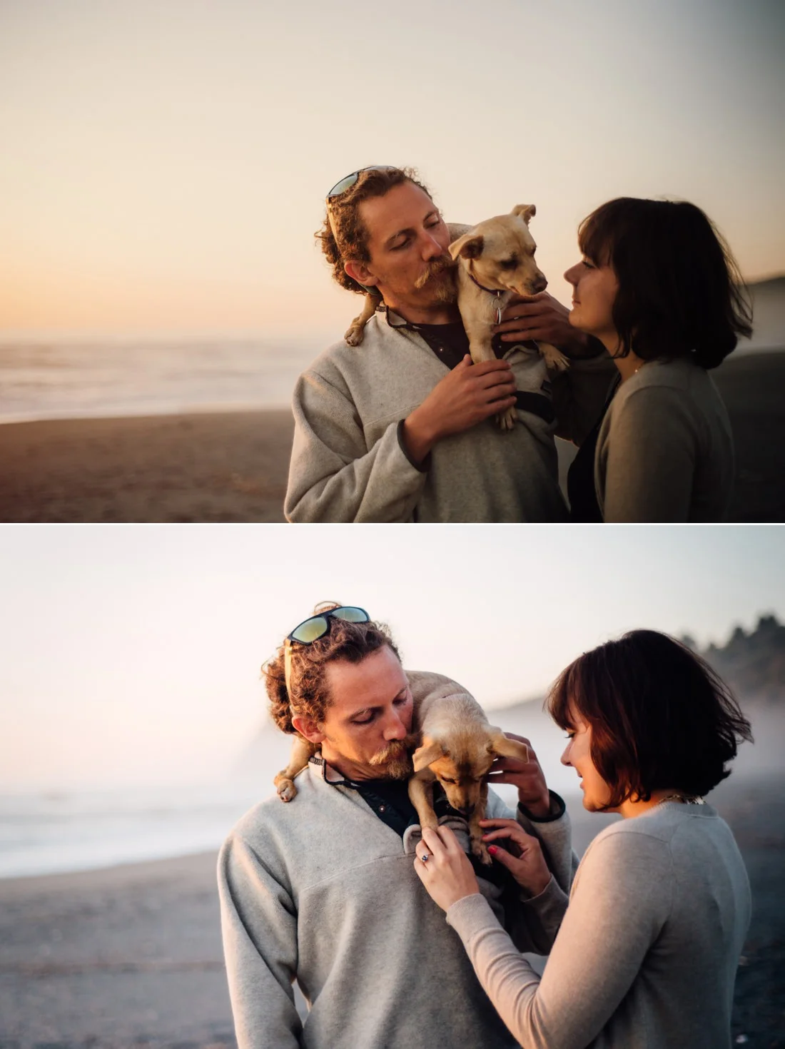Laid back Trinidad engagement session in Dry Creek - complete with adorable dog. Photographed by Humboldt County Wedding Photographer Kate Donaldson Photography