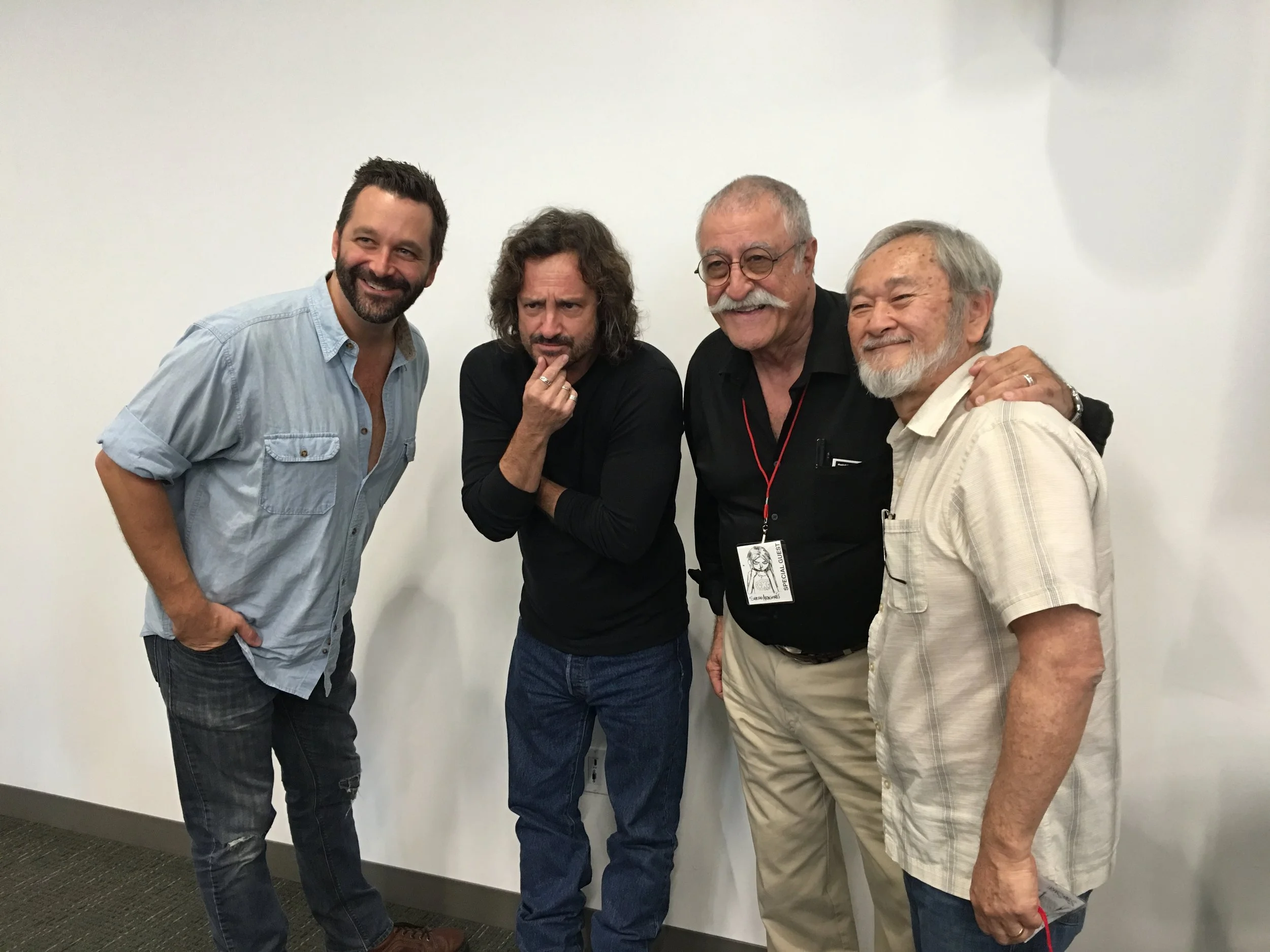 From left to right: Comic artist Chris, Jeff Smith, Sergio Aragones, Stan Sakai. 