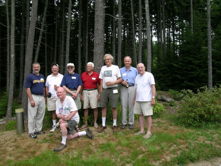 Antarcticans from the University of Wisconsin: Don Albert, Hugh Bennett, Charlie Bentley, John Clough, John Behrendt, James Robertson, Ed Robinson, Steve DenHartog (kneeling)