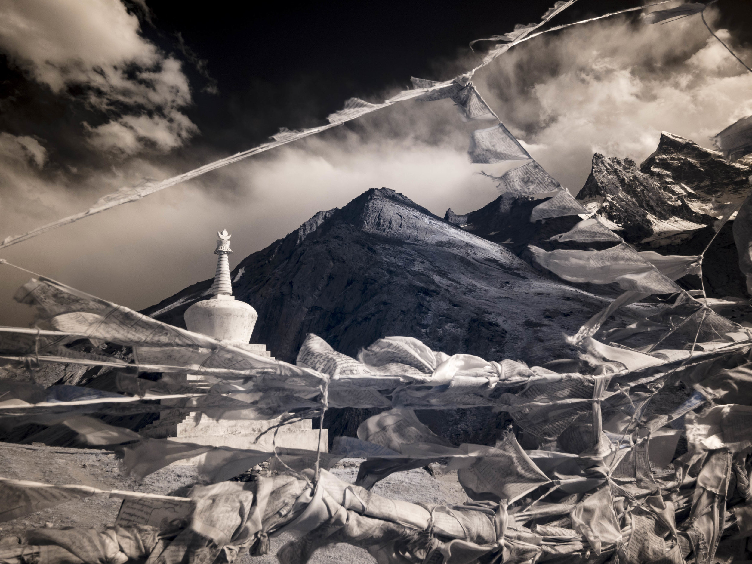 "Prayer Flags on A Mountain Pass"