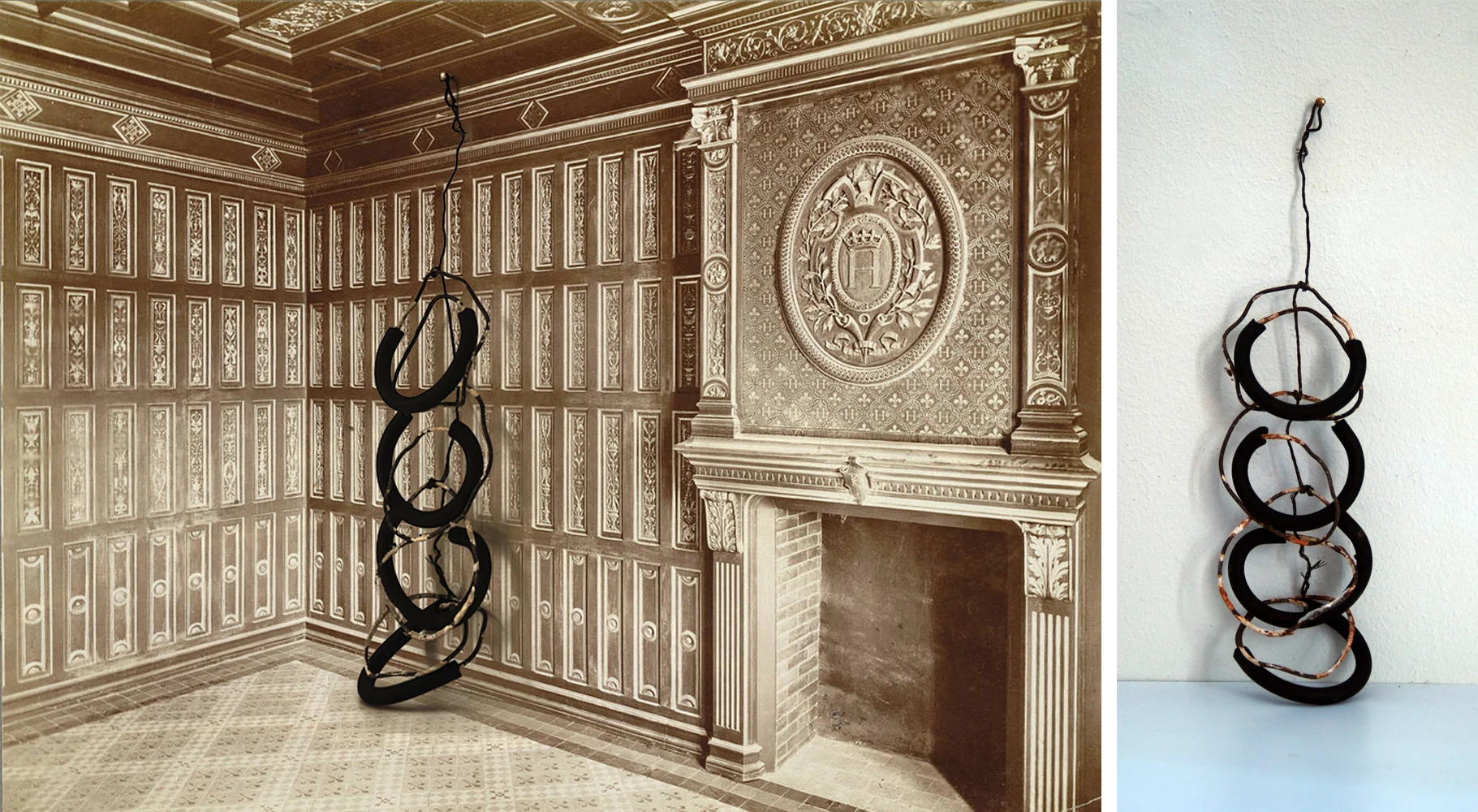 Small Maquette for a Chateau, 2017 Digital Mock up and Original (Rubber Tubes, Wire and Paint)