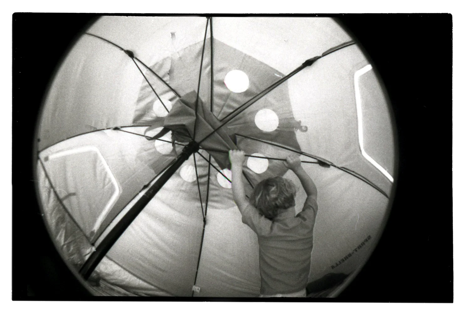 Cy Under a Beach Umbrella (Fisheye), 2012