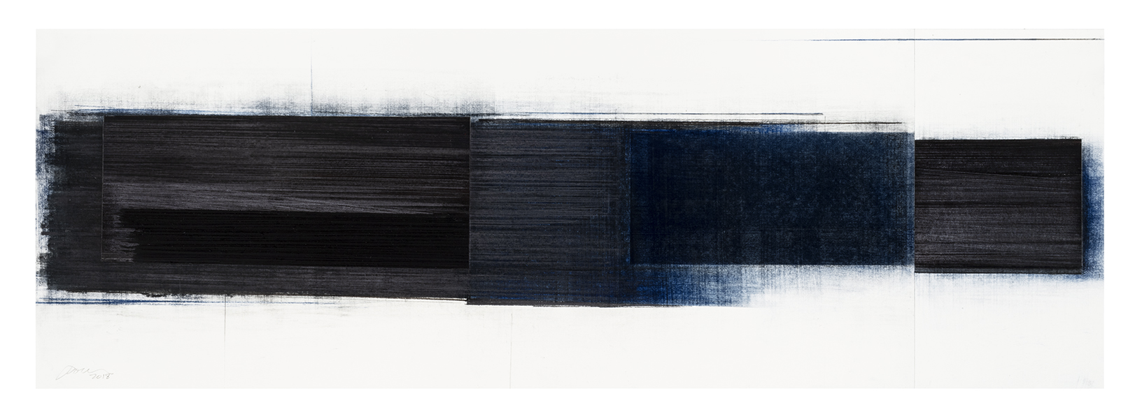 Séquence I (2018) Fusain, graphite et pastel sur papier, 32 x 101 cm, collection de l’artiste. photo : Richard-Max Tremblay