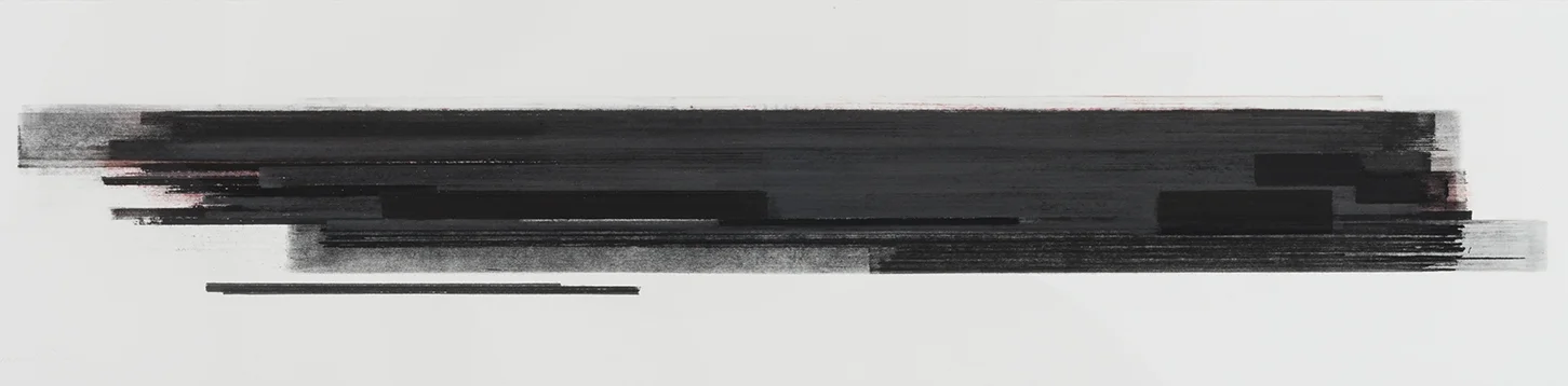 Stratification #28 (2015) Pastel, fusain, graphite et pigment à l’huile, 25.4 x 91.4 cm, collection de l'artiste