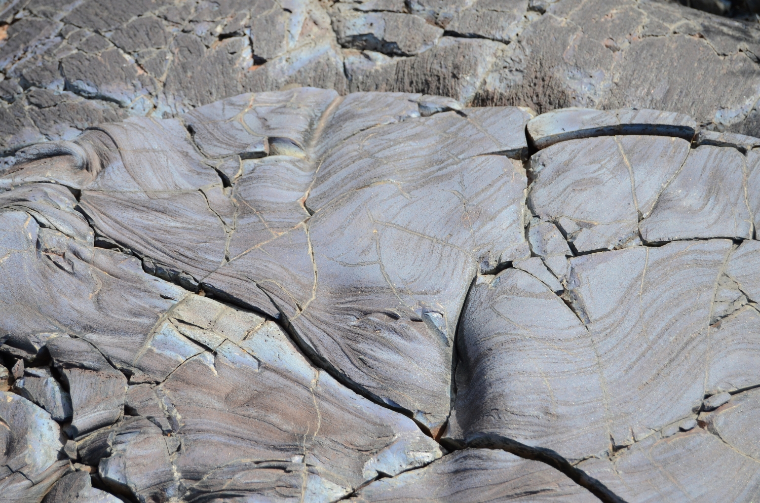 A unique blue lava feature in Craters of the Moon National Monument and Preserve, in an area referred to as the "North Crater Lava Flow" by the NASA FINESSE Team. Photo credit: Nicki Button.