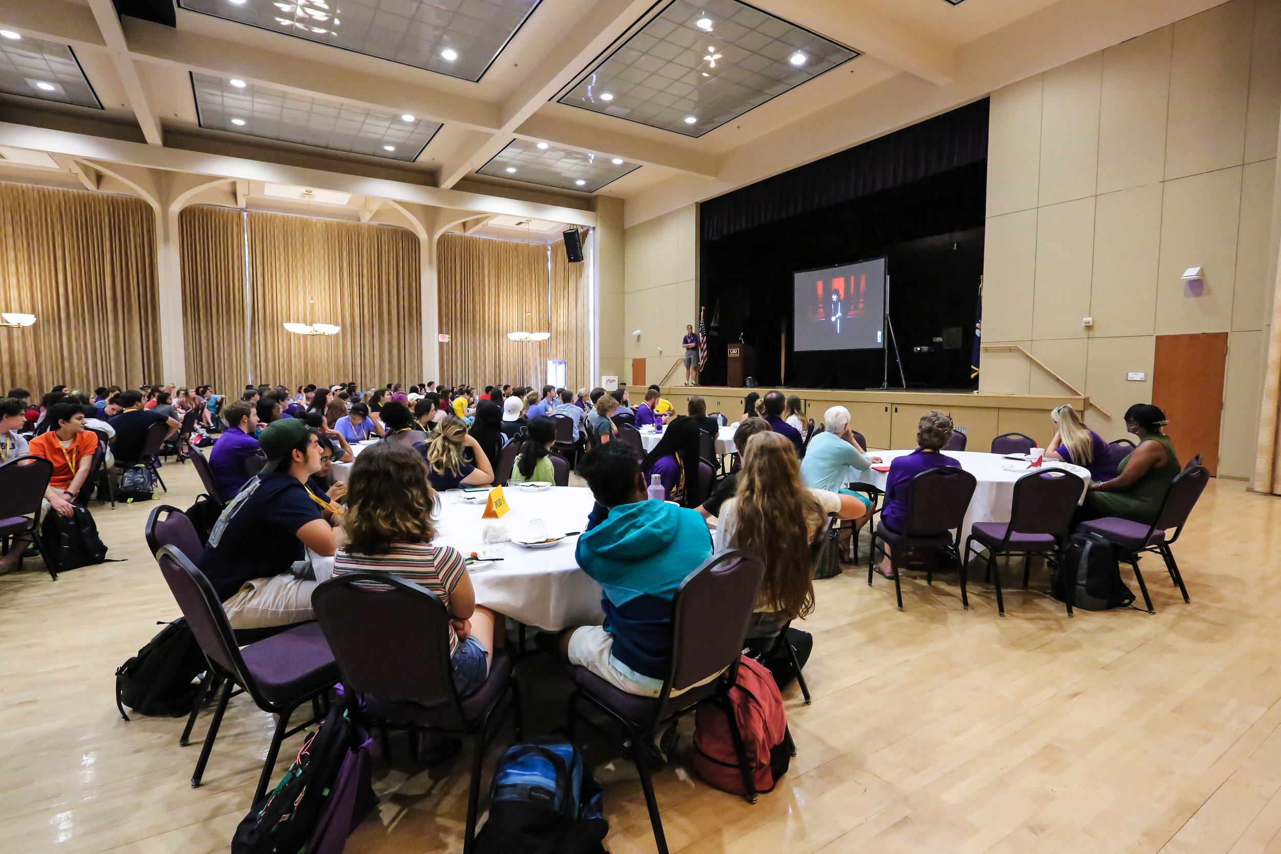 Students watch a video about science communication at BIOS. Photo credit: Paige Jarreau