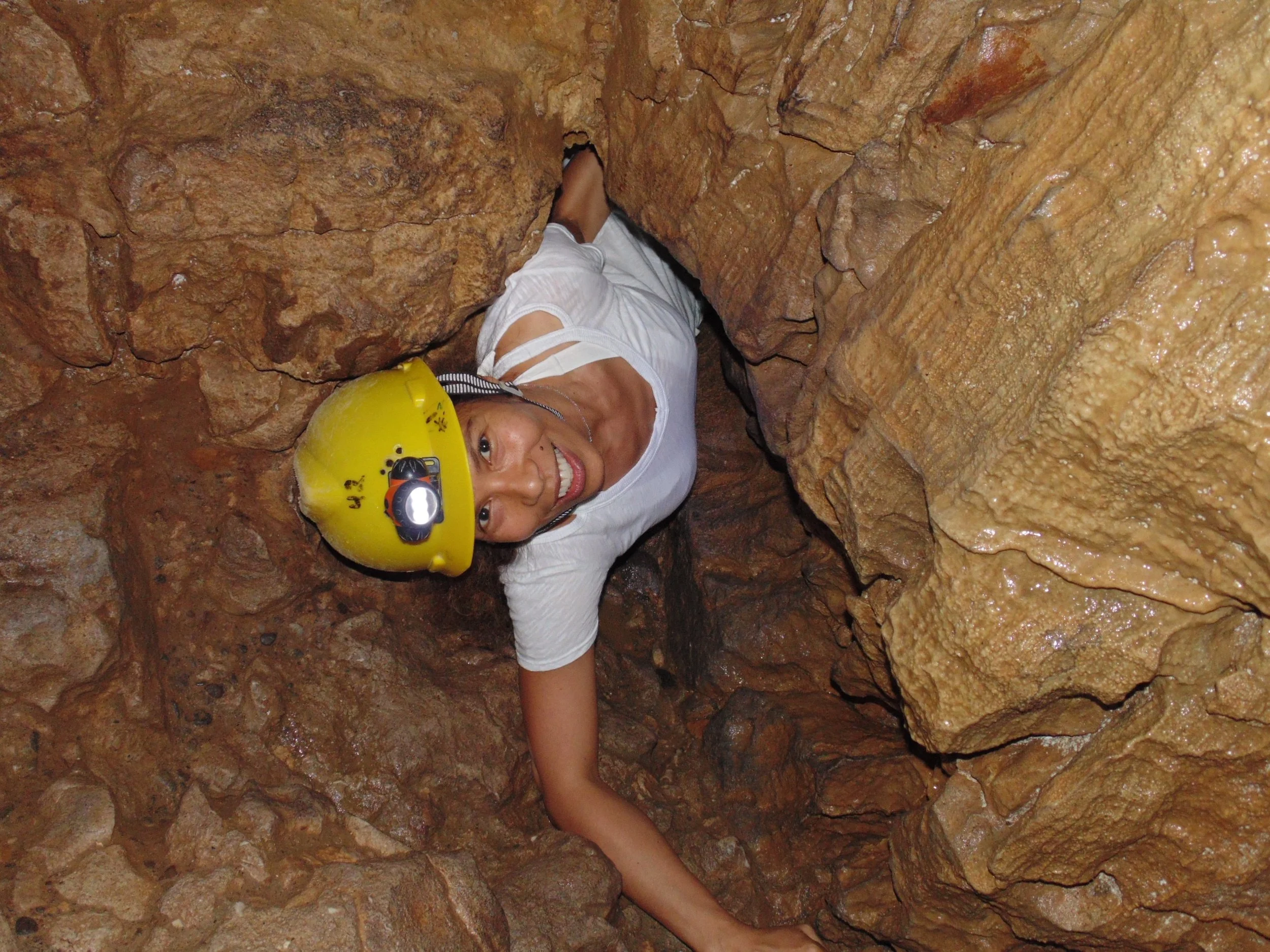 Patricia exploring the Venado Caves in Costa Rica, a limestone labyrinth that extends for almost 3 km.