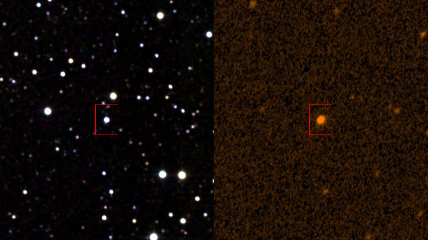 Star KIC 8462852 , or Tabby's Star, in infrared and ultraviolet. Image via Wikimedia.