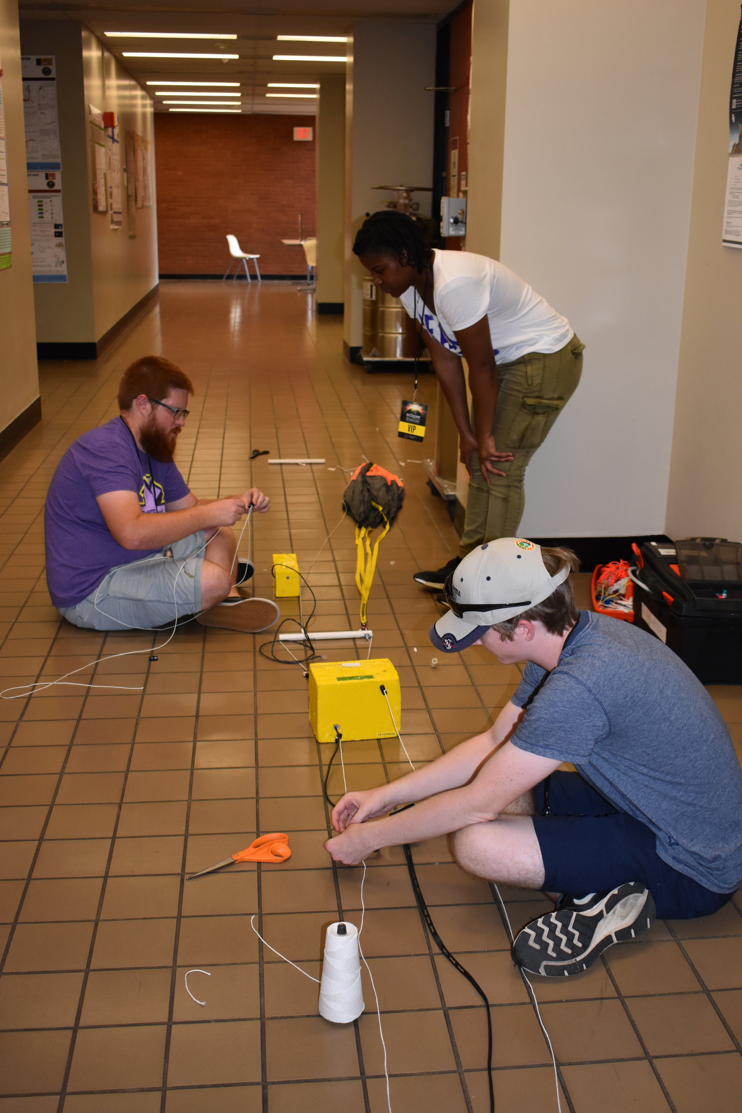 Students prepare flight string