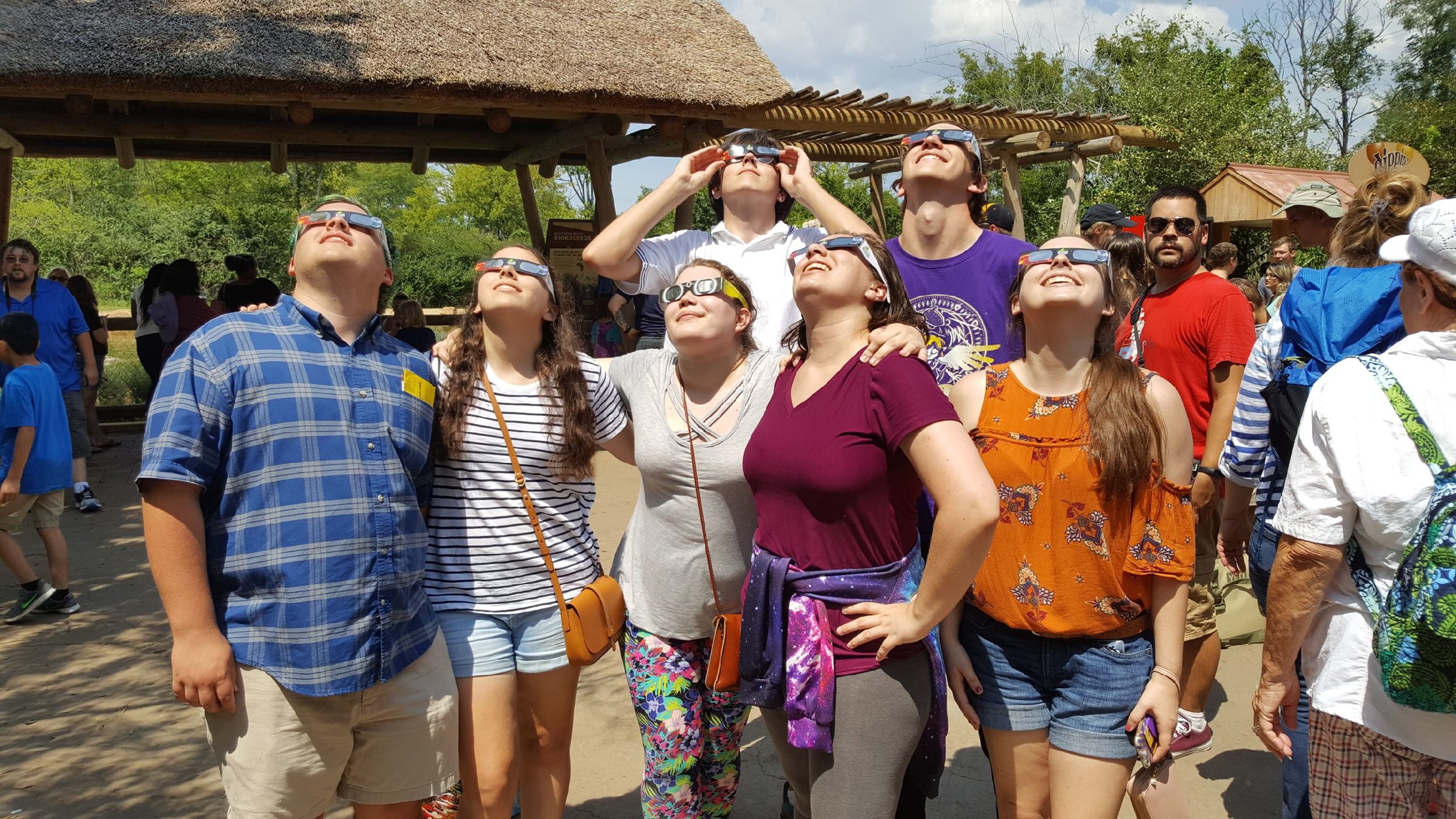 Photo of Katie and friends observing the total solar eclipse 2017. Via Katie Nugent.