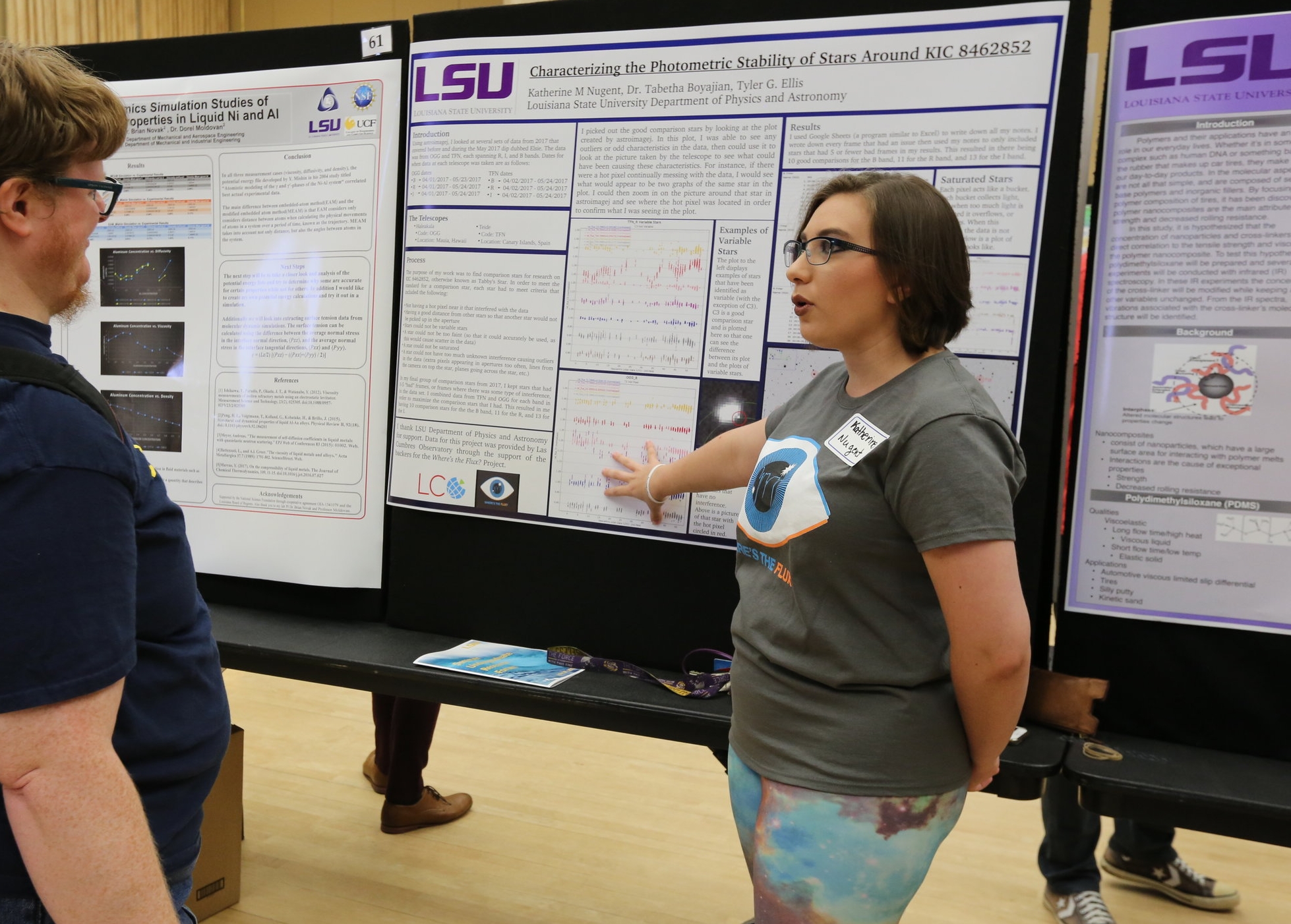 Photo of Katie presenting her research on comparison stars for KIC 8462852 at SURF this summer. Photo by Paige Jarreau.