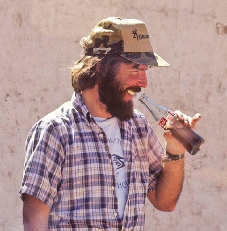 Ted at Ollantaytambo, Peru, 1985. He loved Coca-Cola, and was never without it! Photo credit: Bill Bouton.