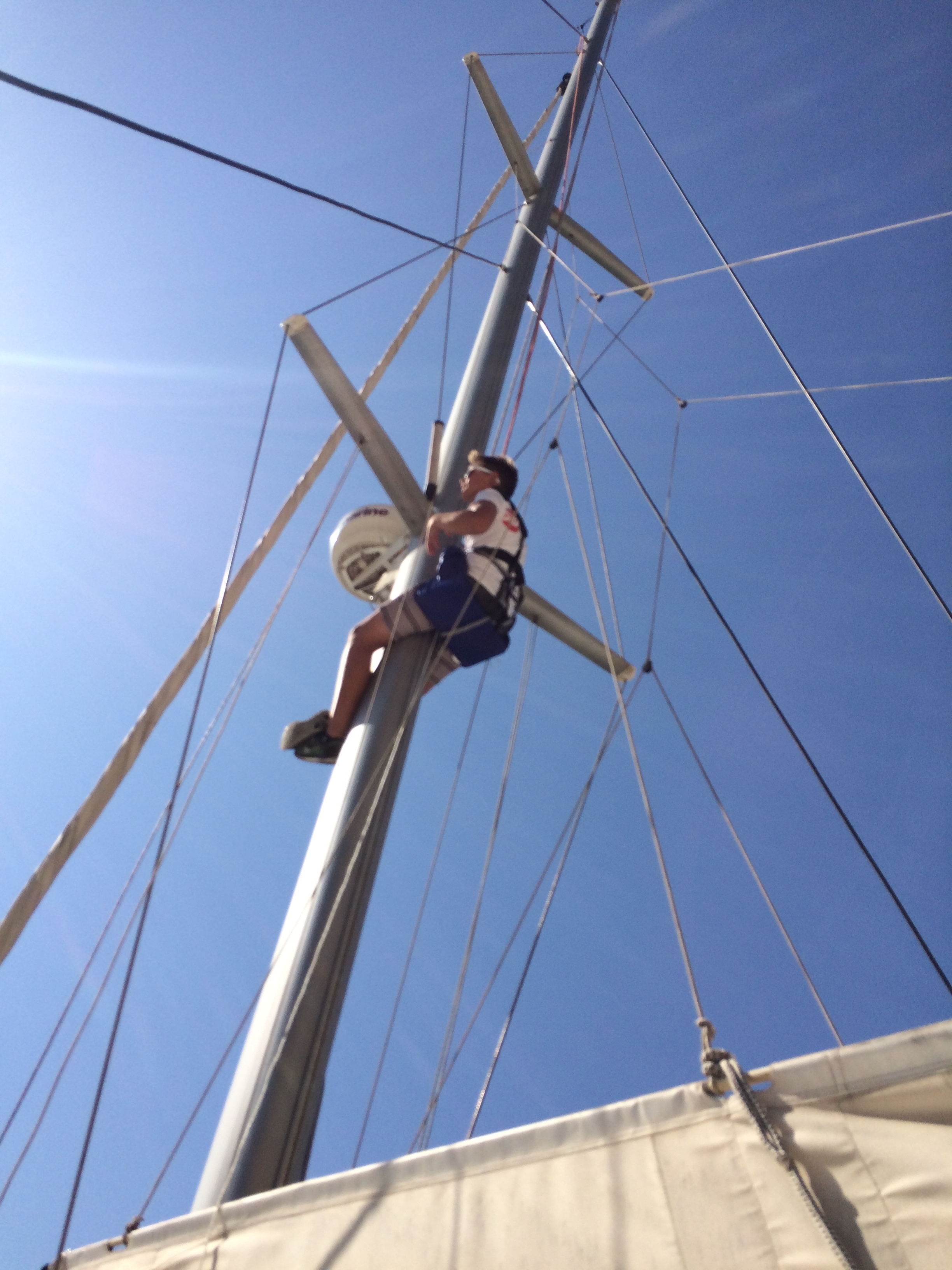 half way up - taking down a stuck line