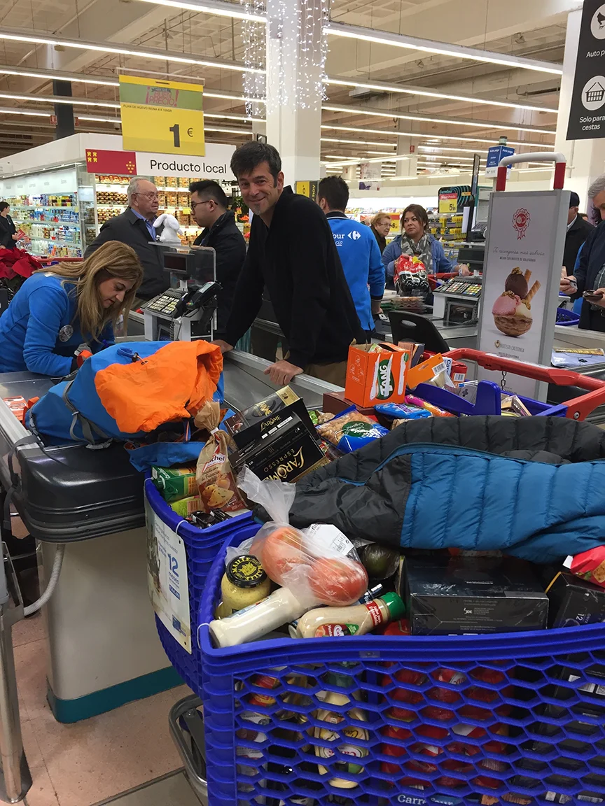 5 people x 22 day Atlantic crossing = A TON of food. 3 cart loads for this run. All the fresh food will be bought and stored a day before leaving in Gibraltar and then again in the Canary Islands. Good thing they delivered!