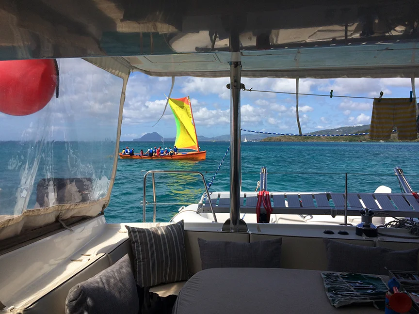 A colorful Martiniquais sailing boat