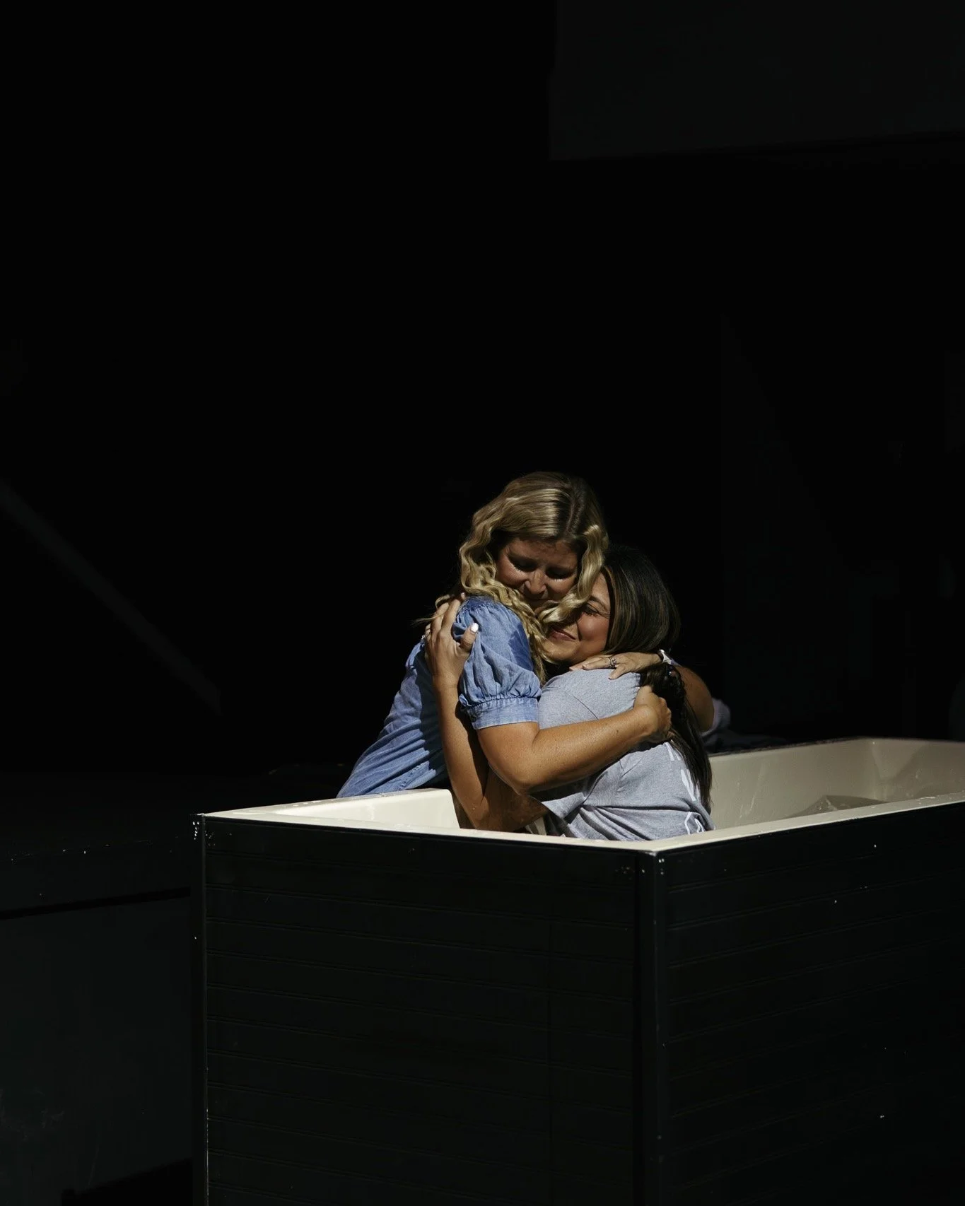 Cleansed by the water, covered by His love. 
Baptism is this Sunday -- Message us if you would like to take part!