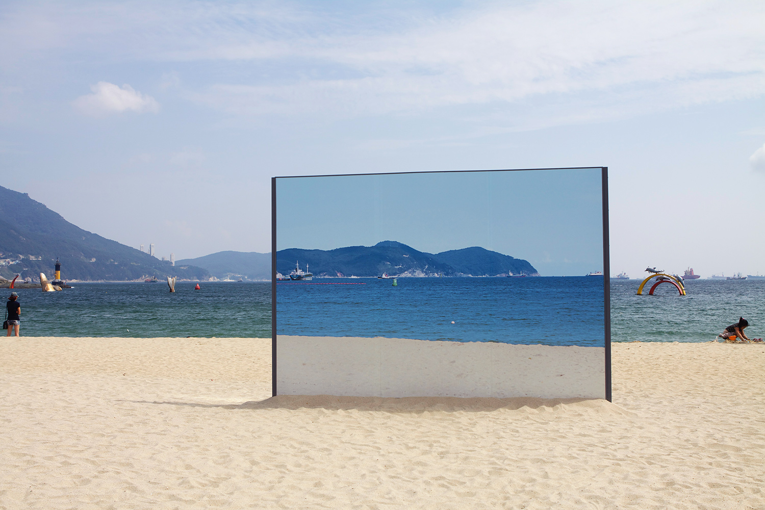   You Are Here , 2013 (image side)&nbsp;Steel, Acrylic, Vinyl Print, 8'x 12'  This was a public art installation created in collaboration with Che Yeon Park. The piece was part of the Sea Art Festival Busan Biennale in Busan, South Korea. It is an ex