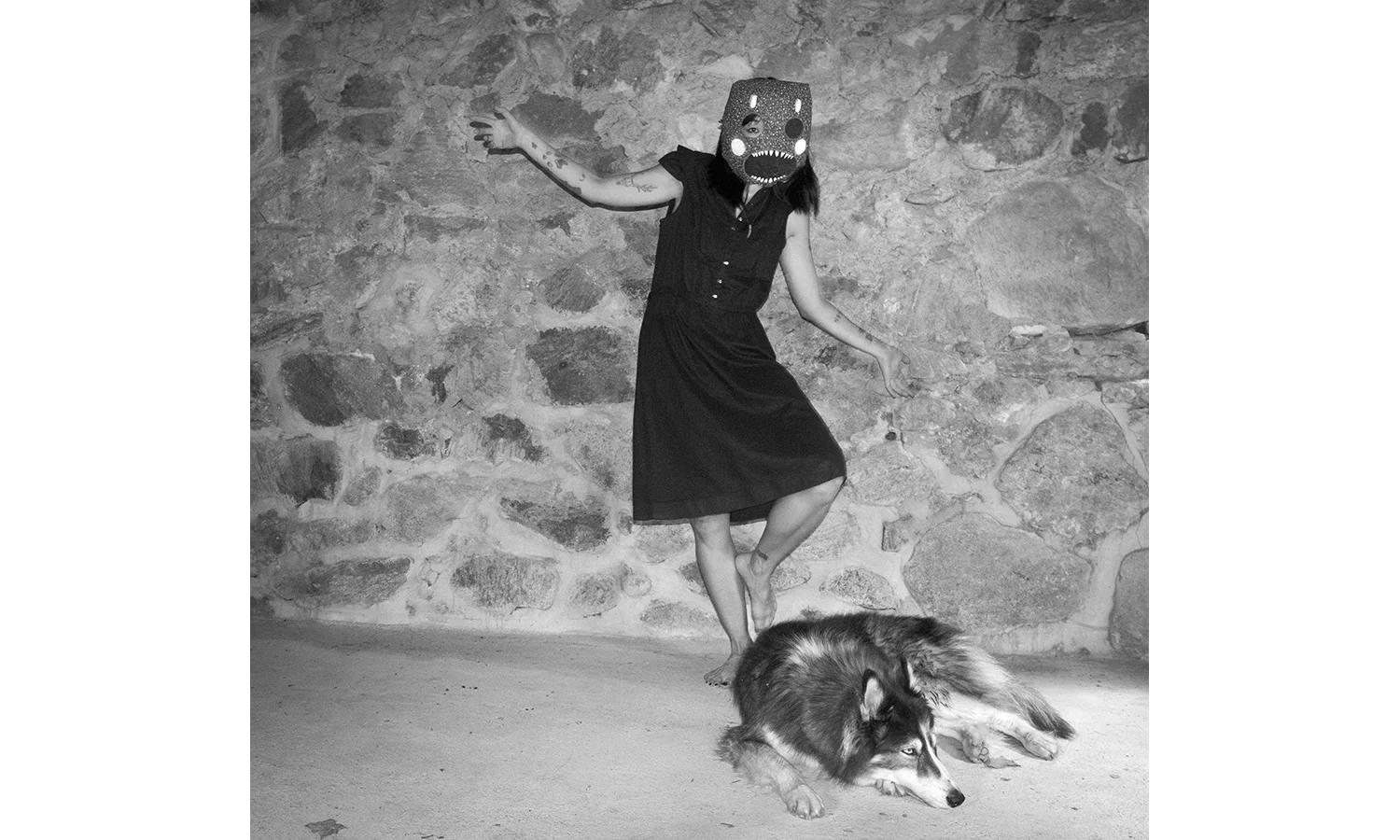 June wearing Jude’s Mask with Niko , 2017, archival pigment print