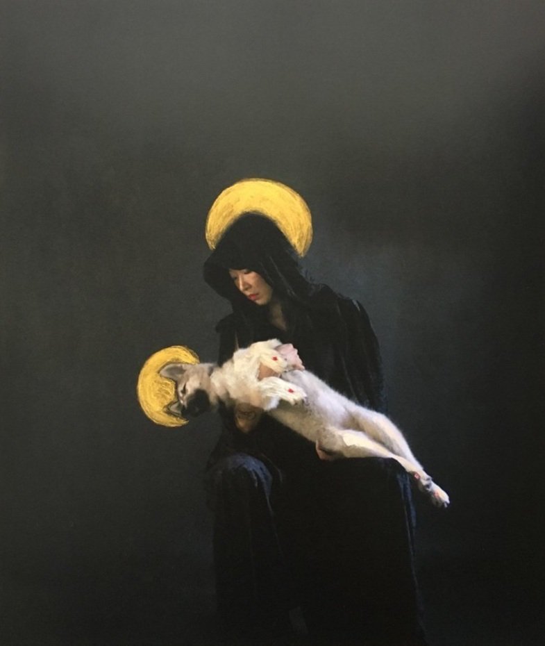   La Pieta,  2018, 20” x 23.75”, gouache on pigment print 