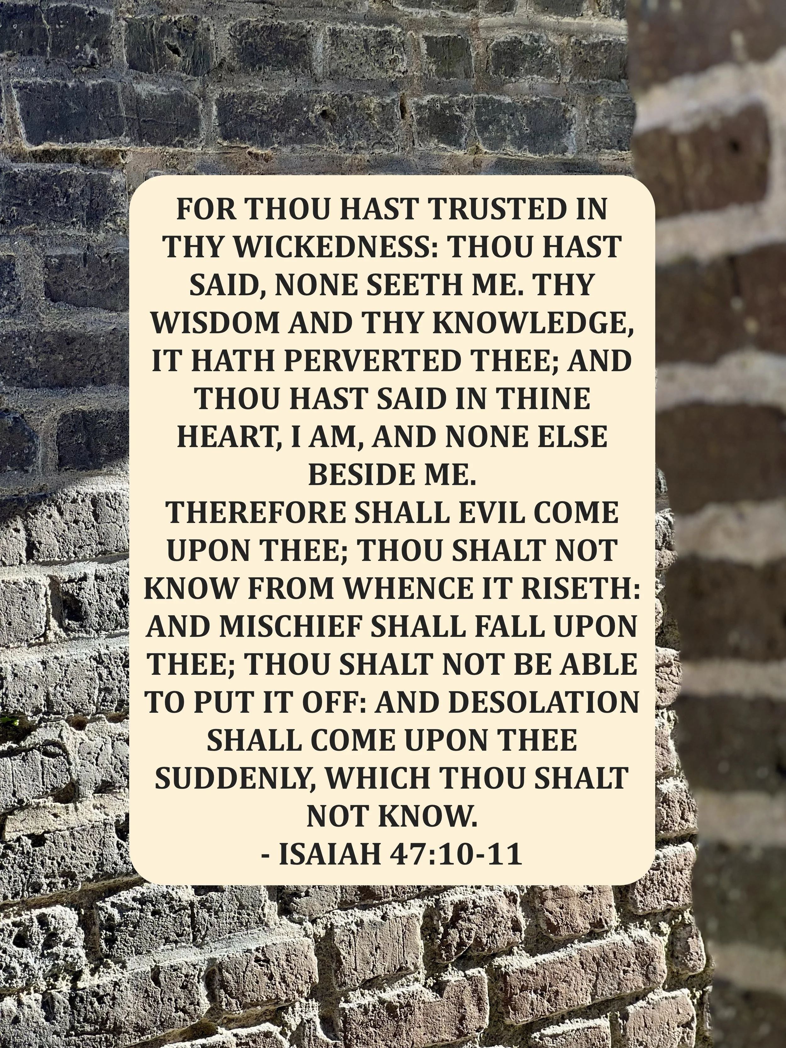 January 6, 2026: Isaiah 47:10-11