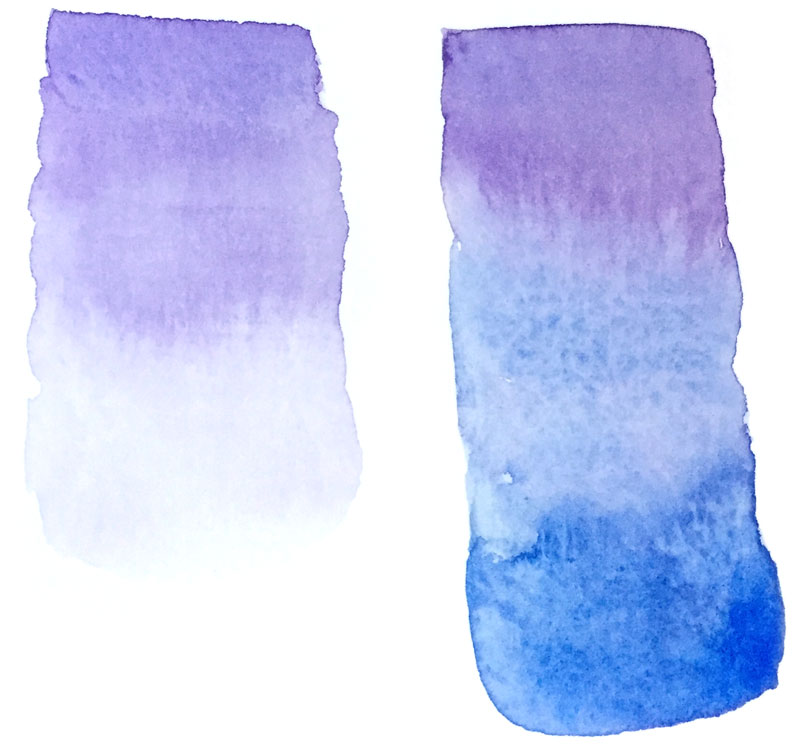 Left - Gradient (Ombré) Technique Right- Blending Technique