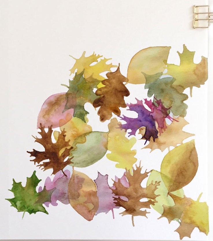 Sample of glazing Technique Autumn Leaves layered over EACH OTHER
