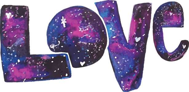 Watercolor Galaxy LOVE - Printable Valentine's Day Card