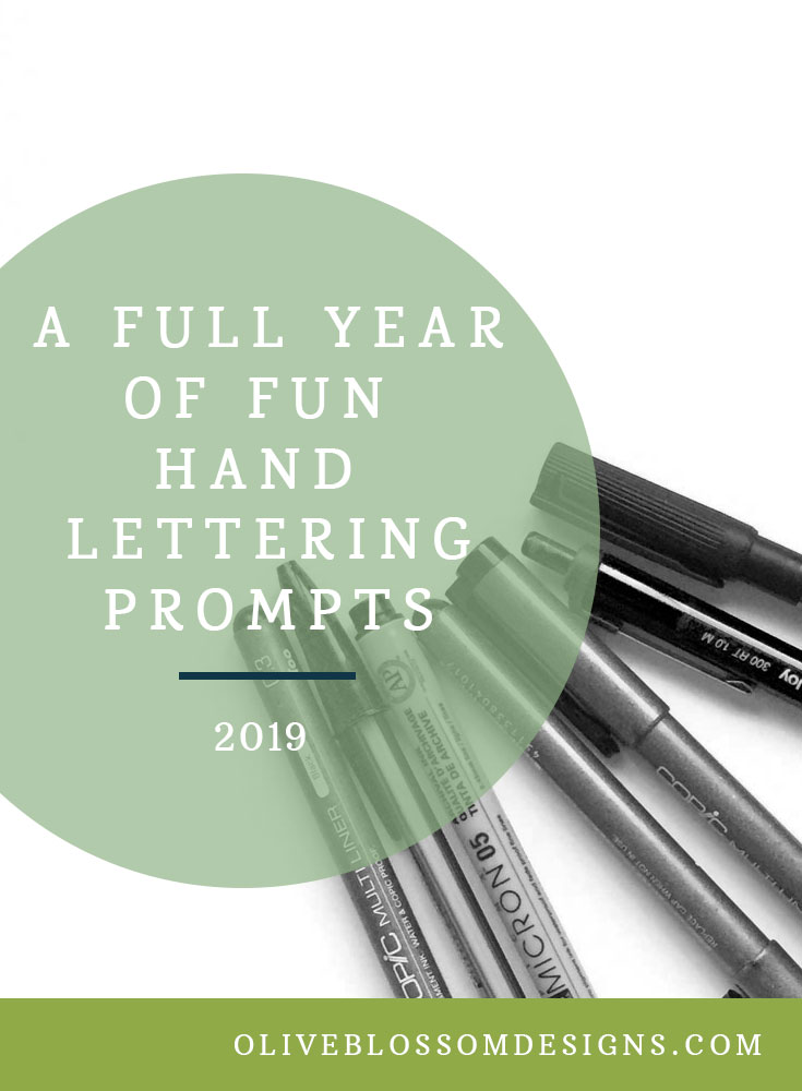 A full year of hand lettering prompts makes it easy to decide what to letter. Hand lettering challenges on Instagram is also a great way to find inspiration in a very supportive hand lettering community.