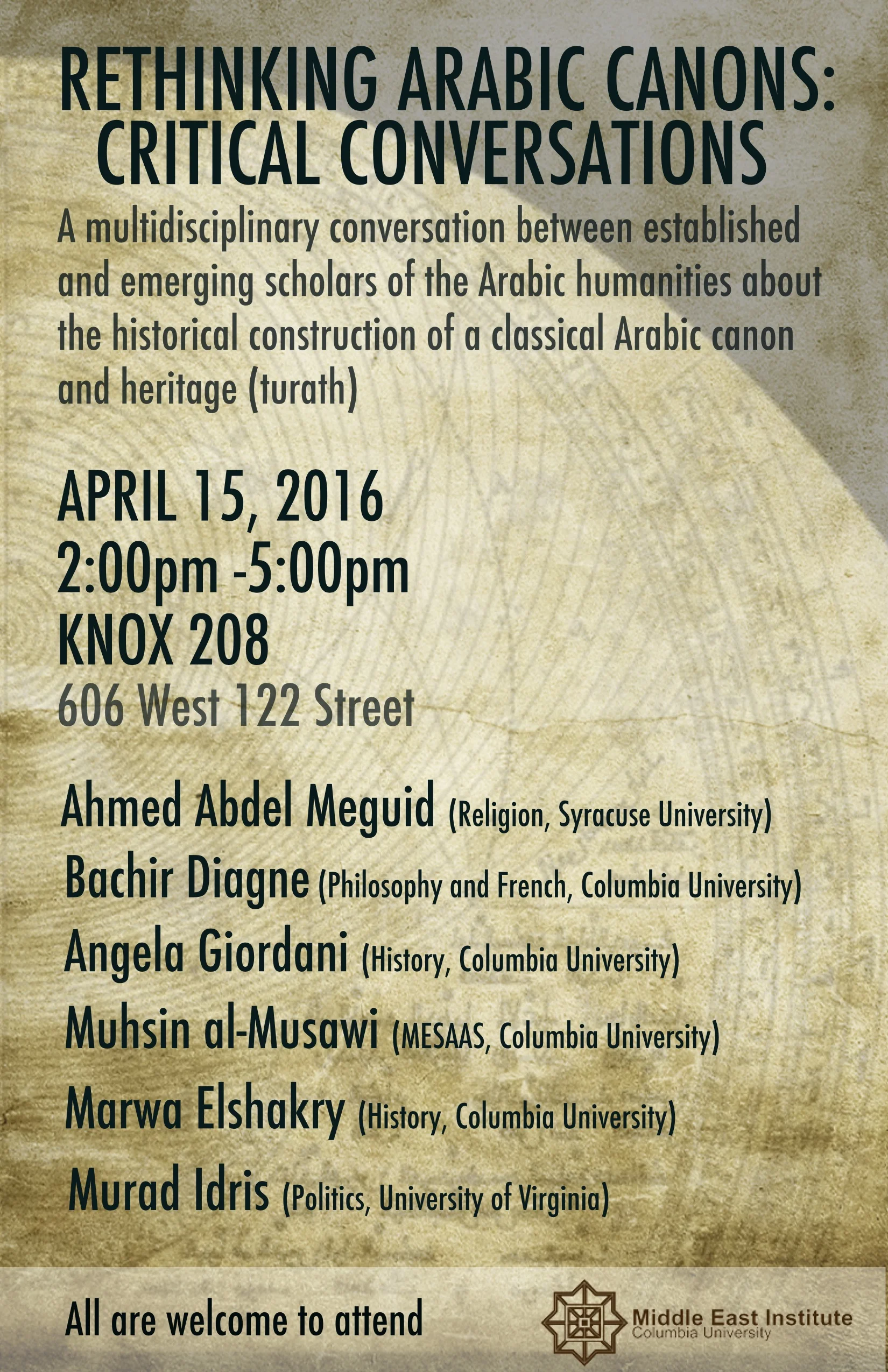 Rethinking Arabic Cannons: Critical Conversations