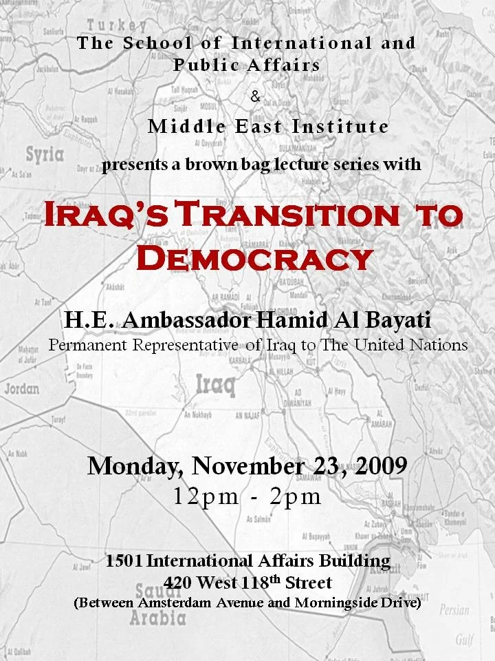 The Middle East Institute Presents the Lecture Series: "Iraq's Transition to Democracy"