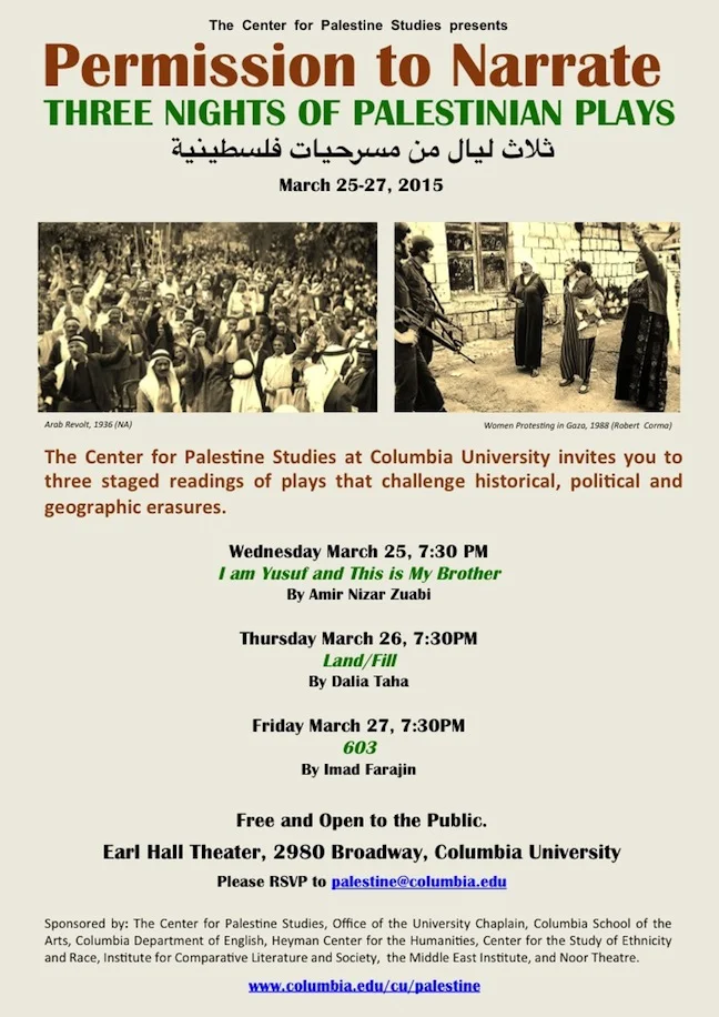 Permission to Narrate: Three Nights of Palestinian Plays